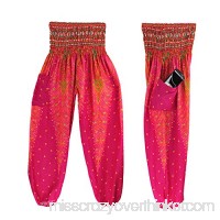 Xturfuo Men's Women's Harem Pants Yoga Pants Hippie Bohemian Printed Cotton Beach Pants Hot Pink B07MT4RJGN